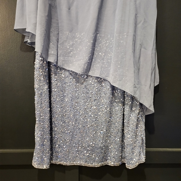 J Kara  Caplet V-Neck Mini Cocktail Beaded embellished blue sequin Dress 22w - Picture 5 of 13